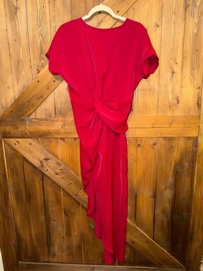 SHEIN Vibrant Red Asymmetric Knot-Detail Dress